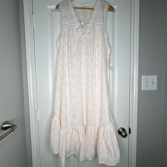 Nicole Vintage NOS Gown Robe Set Large Pink Bows Cottagecore Traditional READ - Picture 2 of 16